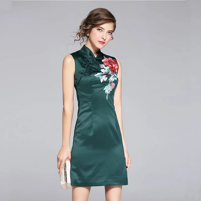 Fashion Sleeveless Short Dress Qipao Dress Vintage Chinese Style Restoring Cheongsam Dress Chinese Traditional Dress
Fashion Sleeveless Short Dress Qipao Dress Vintage Chinese Style Restoring Cheongsam Dress Chinese Traditional Dress