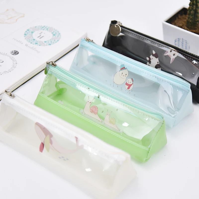 JIANWU Cartoon transparent pencil bag pouch big case school supplies|pencil bag|pencil pouchtransparent |