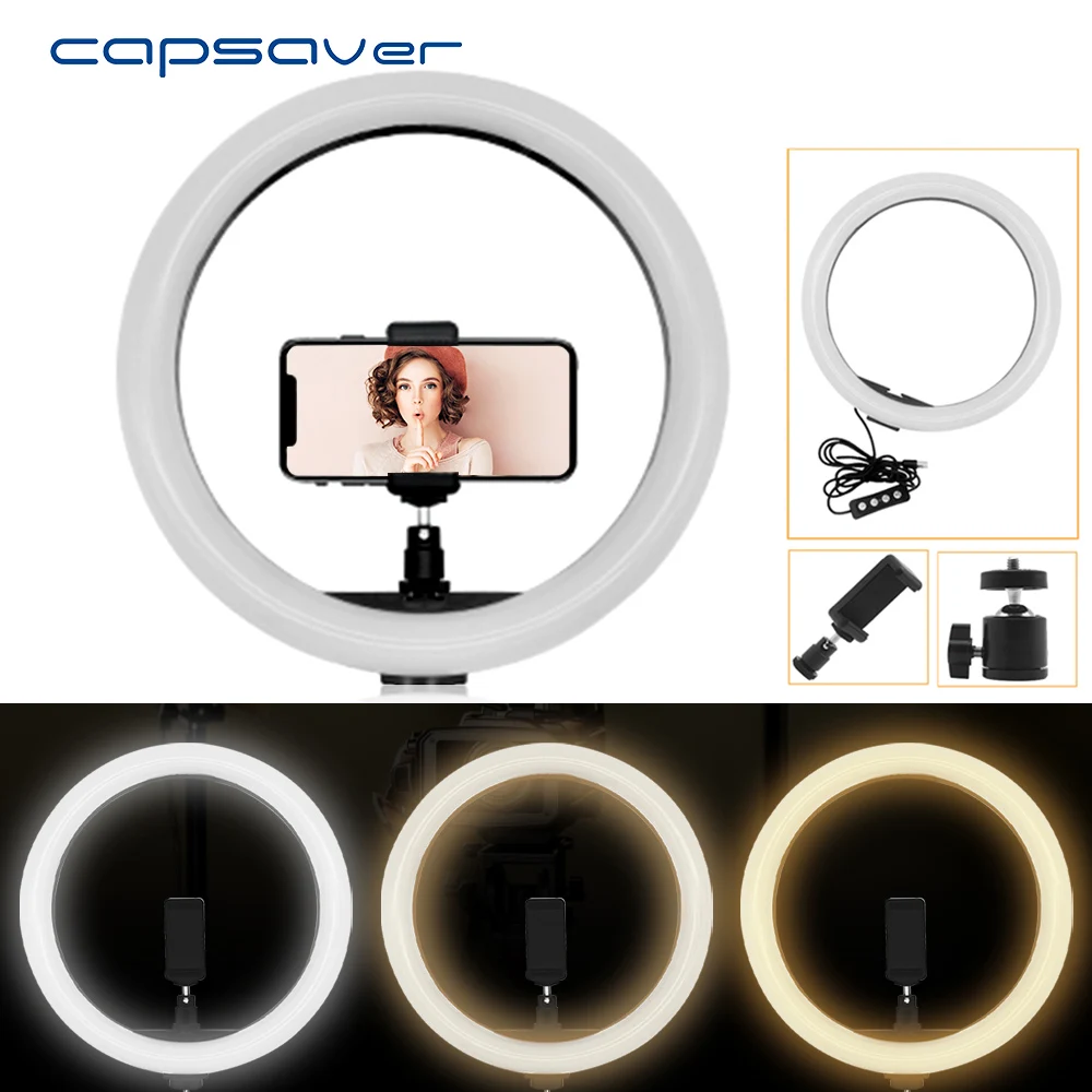 capsaver 12 inch LED Annular Lamp Ring Light Dimmable 2700K/5500K CRI90 12W USB Photographic Lighting for Video YouTube Photo
capsaver 12 inch LED Annular Lamp Ring Light Dimmable 2700K/5500K CRI90 12W USB Photographic Lighting for Video YouTube Photo