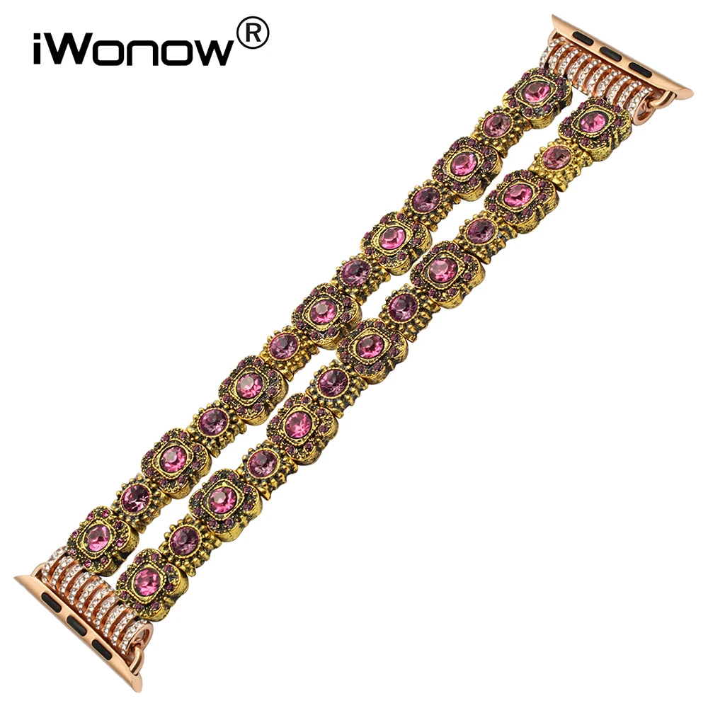 

Jewelry Watchband + Adapters for iWatch Apple Watch 38mm 42mm Series 1 2 3 Women Agate Bead Bracelet Steel Band Wrist Strap