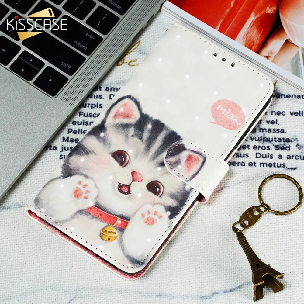 Милый Кот Флип кожаный чехол для iPhone 6 6s 7 8 Plus X XR XS MAX держатель карт 5 5S SE мультфильм
