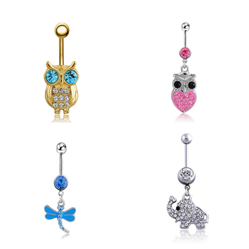Piercing Navel Surgical Steel Single Crystal Rhinestone Belly Button Ring Navel Piercing owl/Butterfly/elephant pendant 5mm Ball
Piercing Navel Surgical Steel Single Crystal Rhinestone Belly Button Ring Navel Piercing owl/Butterfly/elephant pendant 5mm Ball