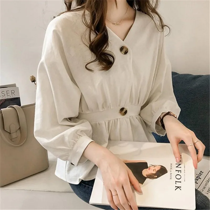 Women's Casual V Neck Button Up Slim Ruffles Waist Long Sleeve Solid Blouse Batwing Sleeve Shirt Women Tops Female Autumn
Women's Casual V Neck Button Up Slim Ruffles Waist Long Sleeve Solid Blouse Batwing Sleeve Shirt Women Tops Female Autumn
