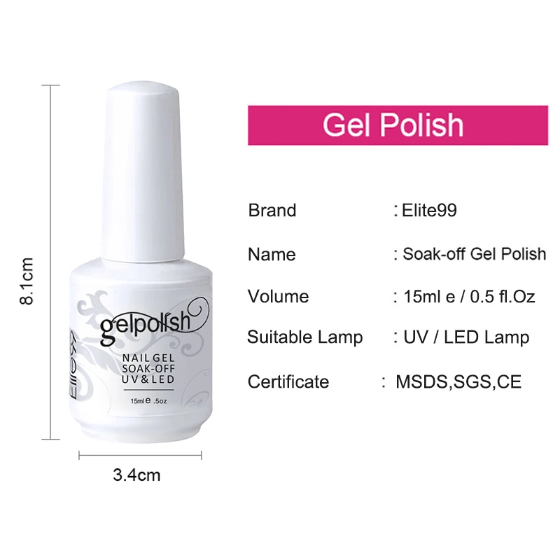 Elite99 15 мл Gelpolish Французский Черный Белый Гель Лак Для Ногтей Soak Off УФ Полу Pernament