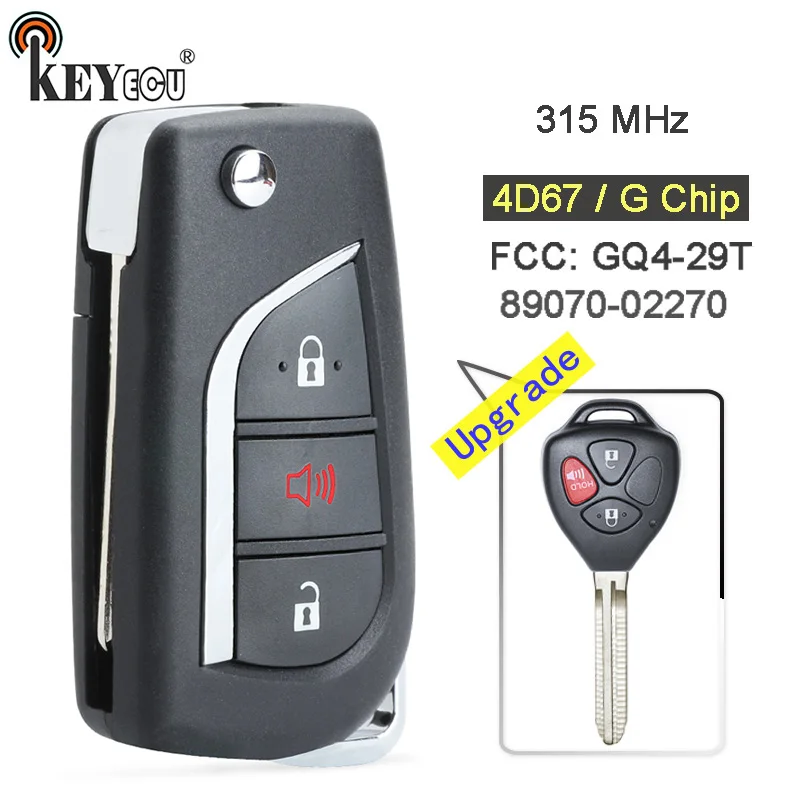 KEYECU 315 МГц 4D67/ G чип FCC аддитивного цветового пространства: GQ4 29T обновлен Флип