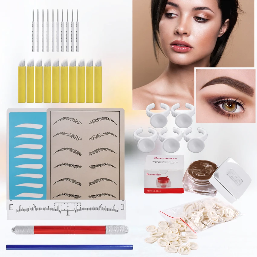 Eyebrow Microblading Kit Permanent Makeup Set Tattoo Pen Inks Practice Skin Needles Ring Cup Eyebrow Stencil Pencil for Beginner
Eyebrow Microblading Kit Permanent Makeup Set Tattoo Pen Inks Practice Skin Needles Ring Cup Eyebrow Stencil Pencil for Beginner