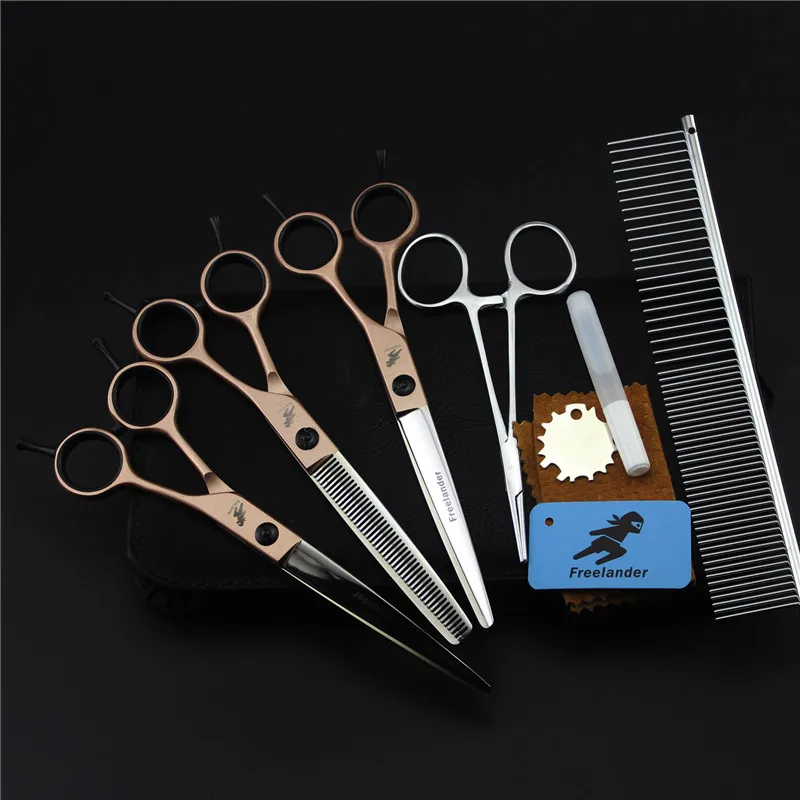 7 inch Professional Pet Scissors Sets Pet Japan 440C Dog Shears Hair Cutting+Curved+Thinning 3pcs Scissors+Leather Case +Comb
7 inch Professional Pet Scissors Sets Pet Japan 440C Dog Shears Hair Cutting+Curved+Thinning 3pcs Scissors+Leather Case +Comb