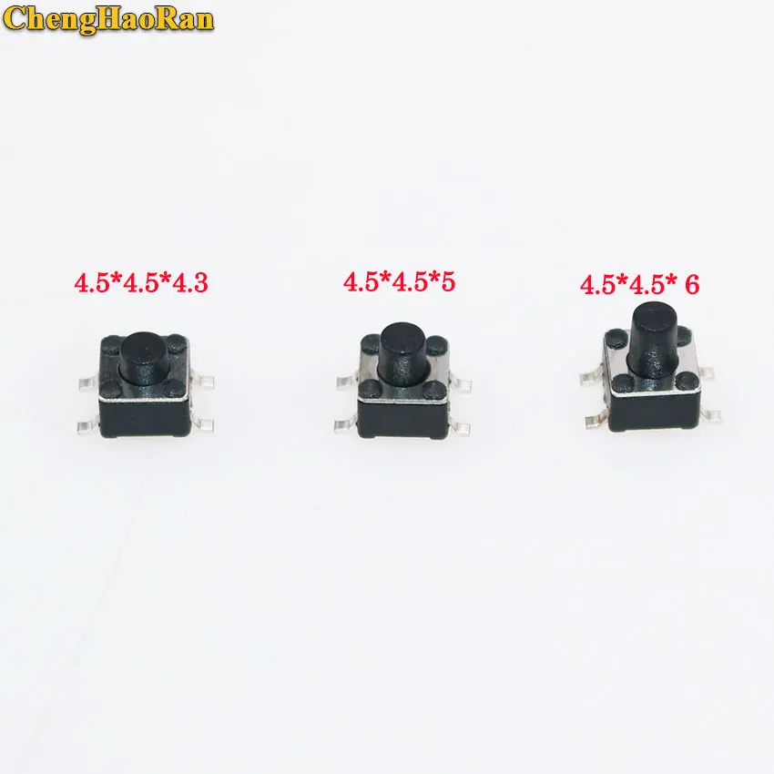 ChengHaoRan 1 шт. 4.5X4.5X4.3/5/6 мм тактильная Кнопка такта микро переключатель мгновенная