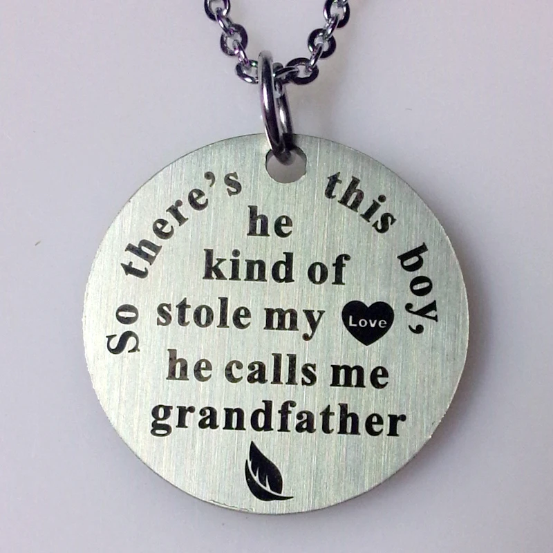 10pcs/lot new stainless steel plate he calls me grandfather charm pendant necklace
10pcs/lot new stainless steel plate he calls me grandfather charm pendant necklace