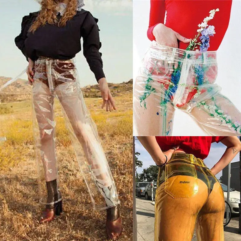 HIRIGIN Pop женские прозрачные широкие штаны с высокой талией Длинные свободные