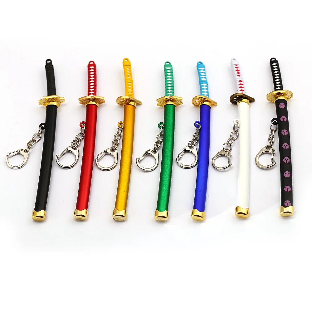 Hot Cartoon One Piece Sword Keychain Metal Pendant Zoro Three Knife Flow Keyring Straw Hat Pirates Chaveiro Accessory
Hot Cartoon One Piece Sword Keychain Metal Pendant Zoro Three Knife Flow Keyring Straw Hat Pirates Chaveiro Accessory
