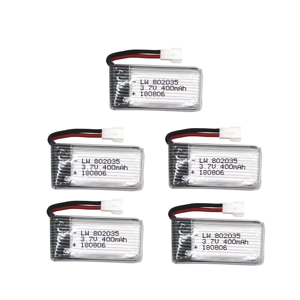 5PCS Upgraded 3.7V 400mah Lipo Battery For H107 H31 KY101 E33C E33 U816A V252 H6C 25C RC Quadcopter 802035 30C Lipo Battery 3.7
5PCS Upgraded 3.7V 400mah Lipo Battery For H107 H31 KY101 E33C E33 U816A V252 H6C 25C RC Quadcopter 802035 30C Lipo Battery 3.7