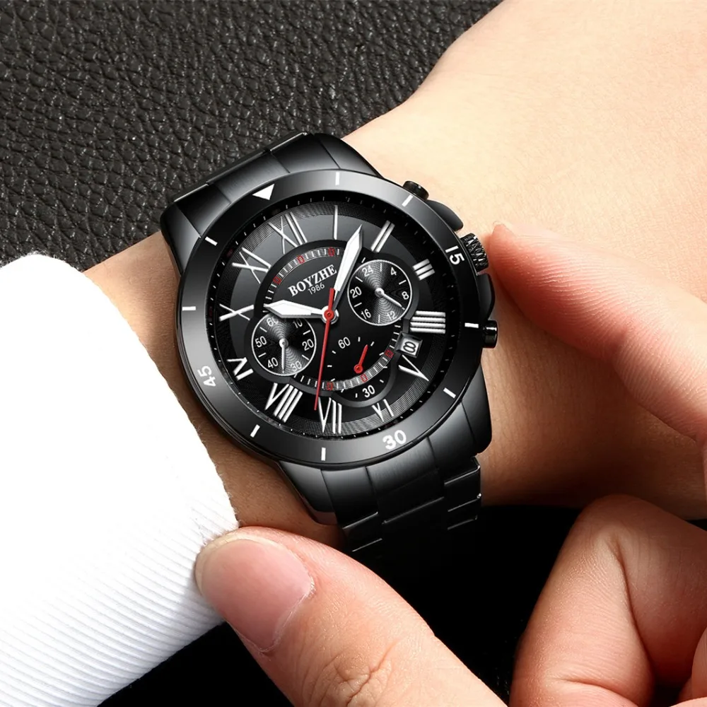 BOYZHE Top Luxury Brand Mens Quartz Watches Fashion Stainless Steel Waterproof Moon Phase Sport Business Watch Relogio Masculino
BOYZHE Top Luxury Brand Mens Quartz Watches Fashion Stainless Steel Waterproof Moon Phase Sport Business Watch Relogio Masculino