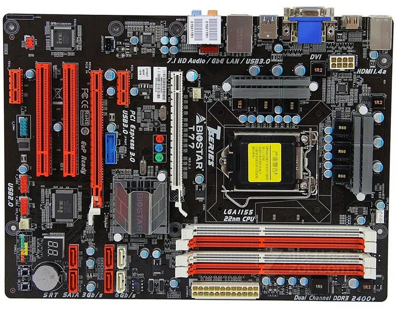 Материнская плата BIOSTAR T77 H77 LGA 1155 DDR3 32 Гб SATA3 USB3.0 ATX | Компьютеры и офис