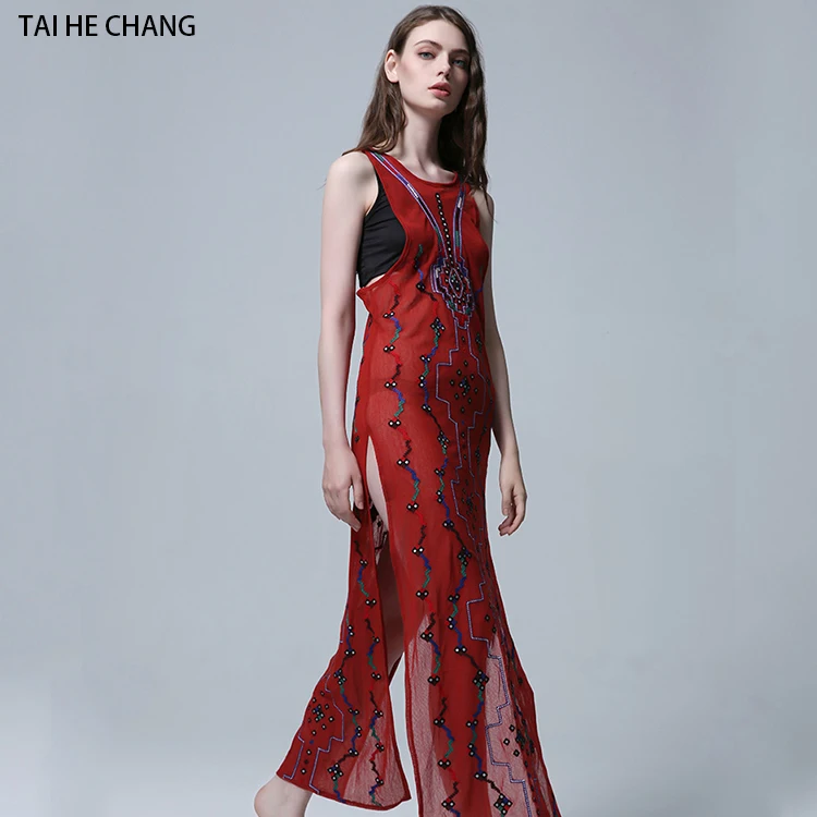 women dress summer high-end vestidos elegant vintage bohemian runway sexy beach embroidery loose long maxi wine red dress
women dress summer high-end vestidos elegant vintage bohemian runway sexy beach embroidery loose long maxi wine red dress
