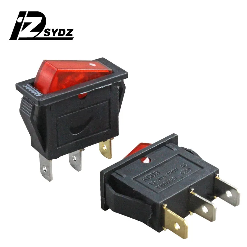 KCD3 3000 Вт черный переключатель типа лодки 25x20 мм 15A250V 3 контактный 2 зубчатый для