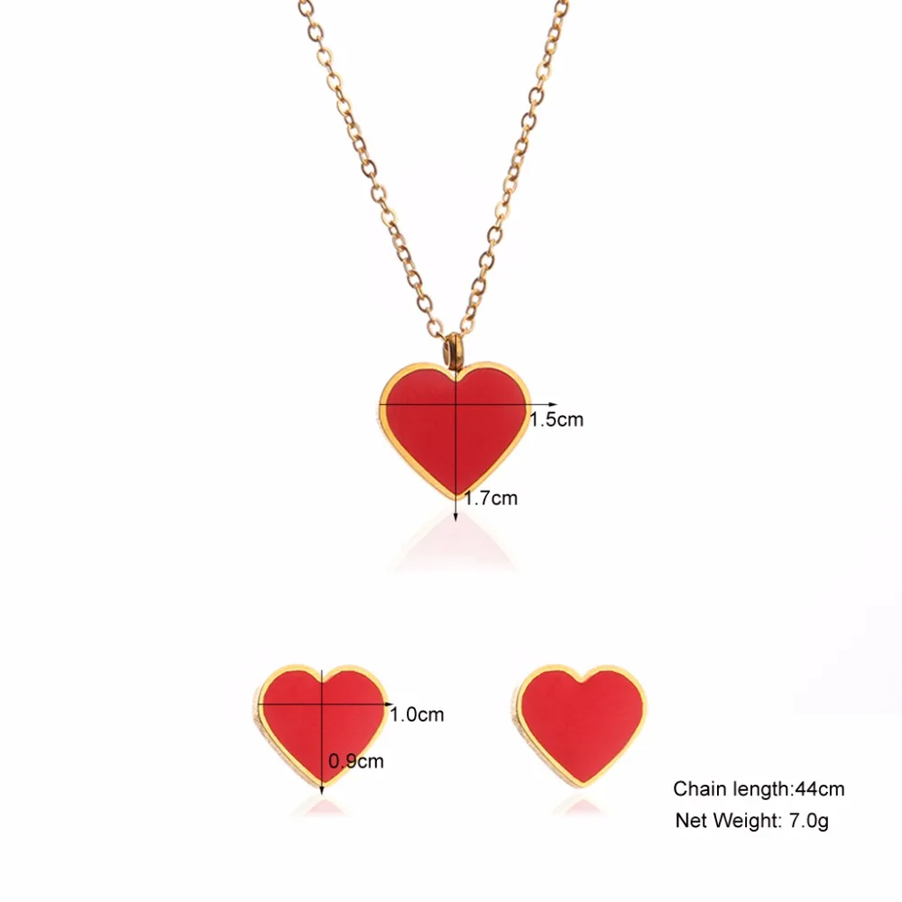 Red Classic Red heart Pendant Necklace Earrings Set Cute Oil Pendant Jewelry Girl Fashion Jewelry Party Birthday Gift S0064 
Red Classic Red heart Pendant Necklace Earrings Set Cute Oil Pendant Jewelry Girl Fashion Jewelry Party Birthday Gift S0064