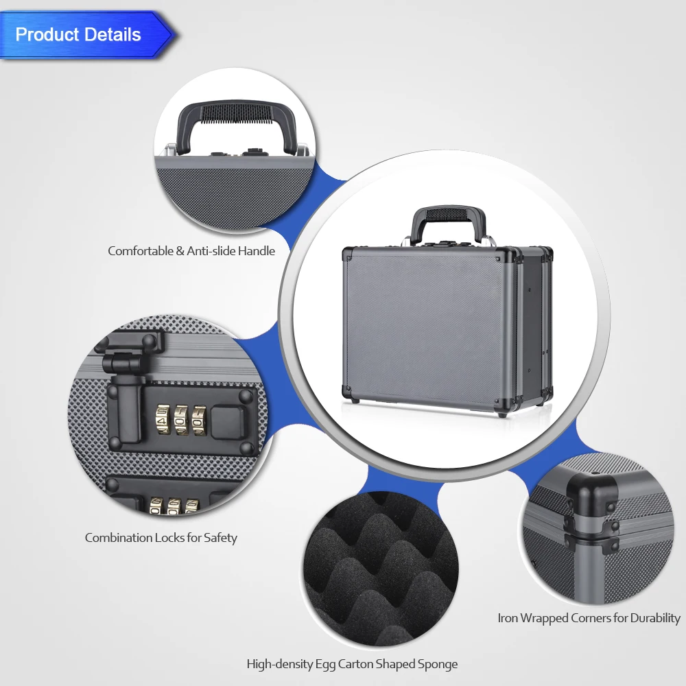 iKayaa Outdoor Suitcase Double Sided Aluminum Hard Pistol Handgun Case With 2 Combination Locks Security Gun Carry Storage Box
iKayaa Outdoor Suitcase Double Sided Aluminum Hard Pistol Handgun Case With 2 Combination Locks Security Gun Carry Storage Box