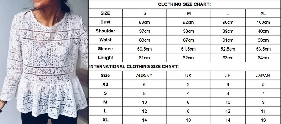 Women Lace Top Shirts Sexy Long Sleeve Crew Neck Transparent Blouse White Tops Hollow Out Basic Blouse Shirts
Women Lace Top Shirts Sexy Long Sleeve Crew Neck Transparent Blouse White Tops Hollow Out Basic Blouse Shirts