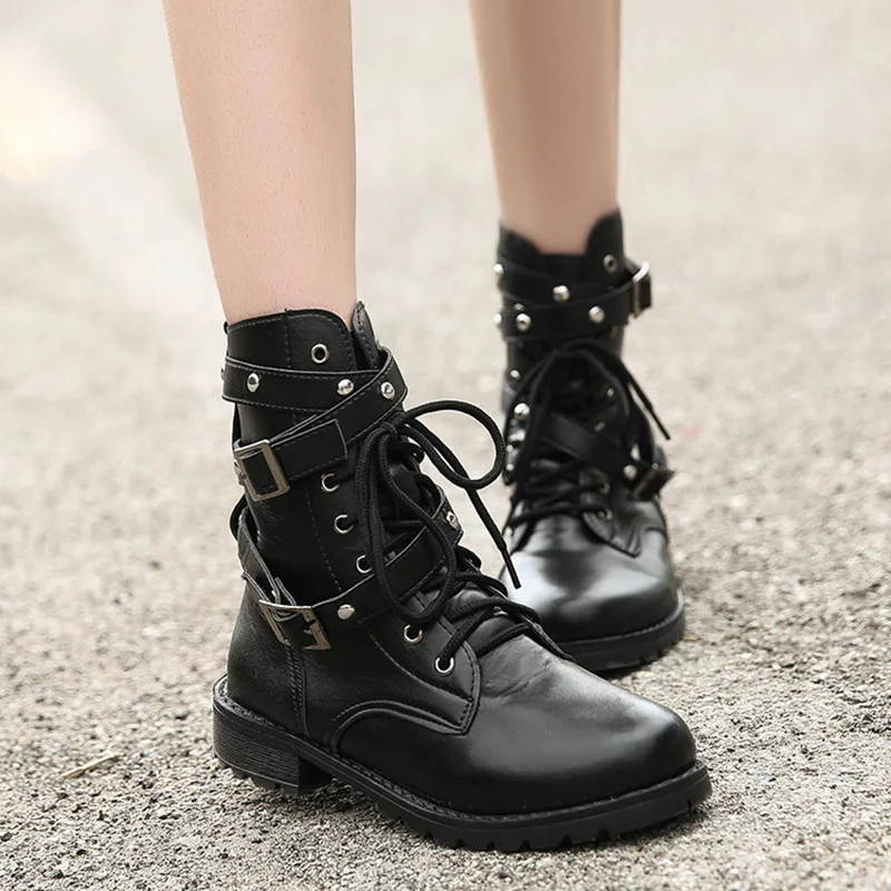 2021 Fashion Women Boot Punk Gothic Style Lace up Round Toe Boots Women Shoes Short Boots Street Motorcycle boots mujer zapatos
2021 Fashion Women Boot Punk Gothic Style Lace up Round Toe Boots Women Shoes Short Boots Street Motorcycle boots mujer zapatos