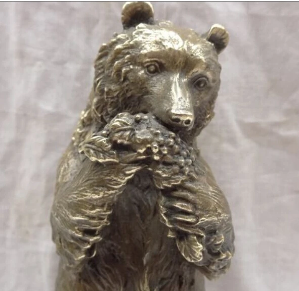 12 "китайская Бронзовая резная скульптура Животные Богатство Стоящий Медведь