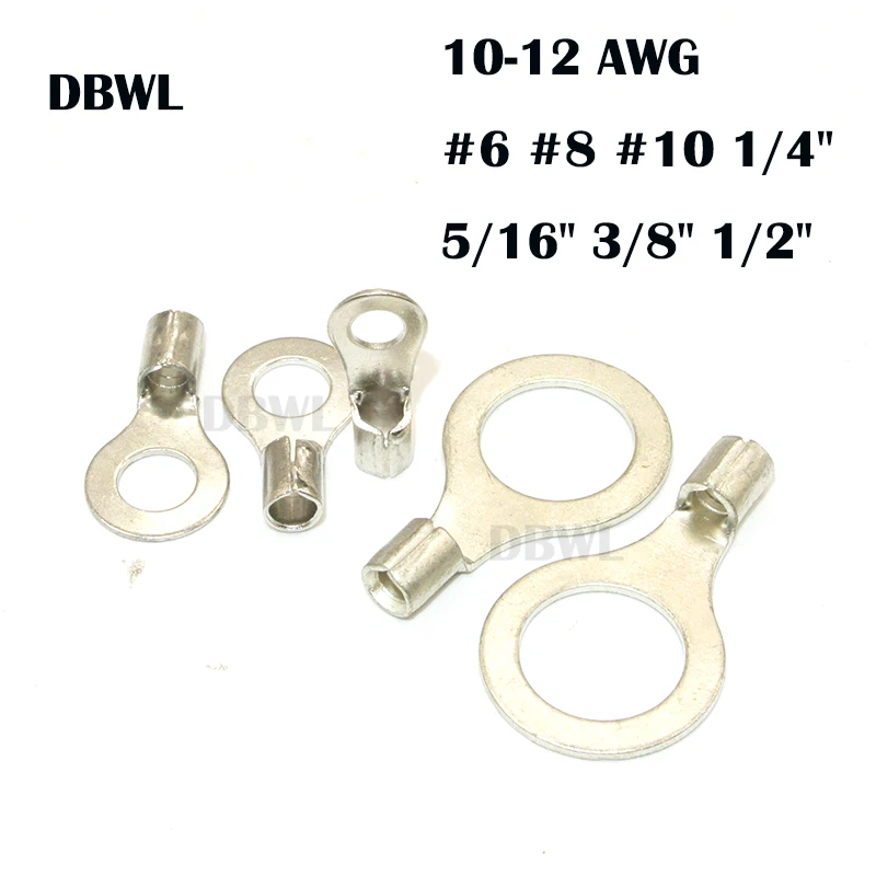 50PCS AWG 12-10 RNB5.5-4 #4 #8 #10 1/4" 5/16" 3/8" 1/2" Non-insulated ring terminal electrical wire crimp naked connector
50PCS AWG 12-10 RNB5.5-4 #4 #8 #10 1/4" 5/16" 3/8" 1/2" Non-insulated ring terminal electrical wire crimp naked connector