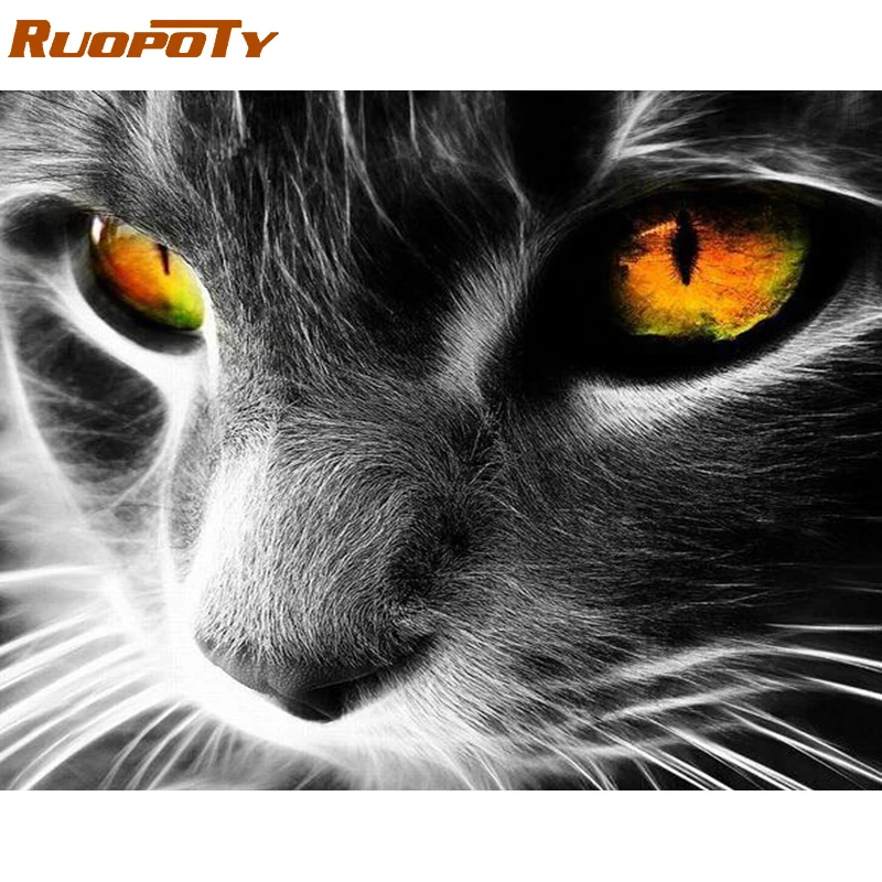Ruopoty рамка кошка Diy Краска ing по номерам животные акриловая окраска на холсте