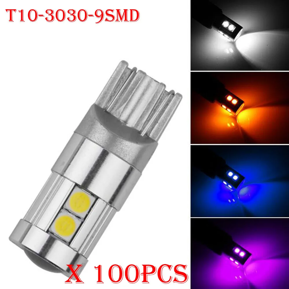 100PCS Car Styling T10 3030 9SMD LED Bulbs W5W 194 168 Auto Car Lamp Turn Side License Plate Parking Fog Clearance Light 12/24V
100PCS Car Styling T10 3030 9SMD LED Bulbs W5W 194 168 Auto Car Lamp Turn Side License Plate Parking Fog Clearance Light 12/24V