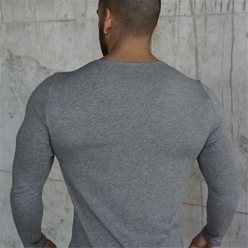 New 2021 Autumn Fashion Men's T Shirt Casual Sportswear Long Sleeve Mens Gyms Clothing Curved hem Fitness Slim Fit Tees | Мужская