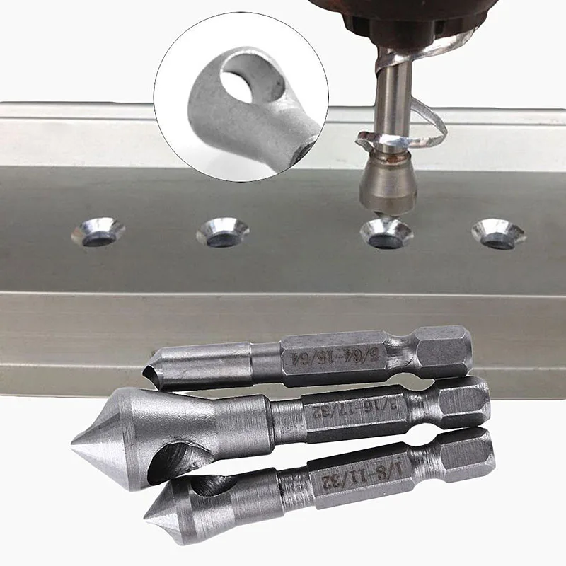 

3Pcs Set HSS Countersink Deburring Drill Bit Metal Taper Hole Saw Cutter Chamfering Power Drills Hand Tool Bits Cutting