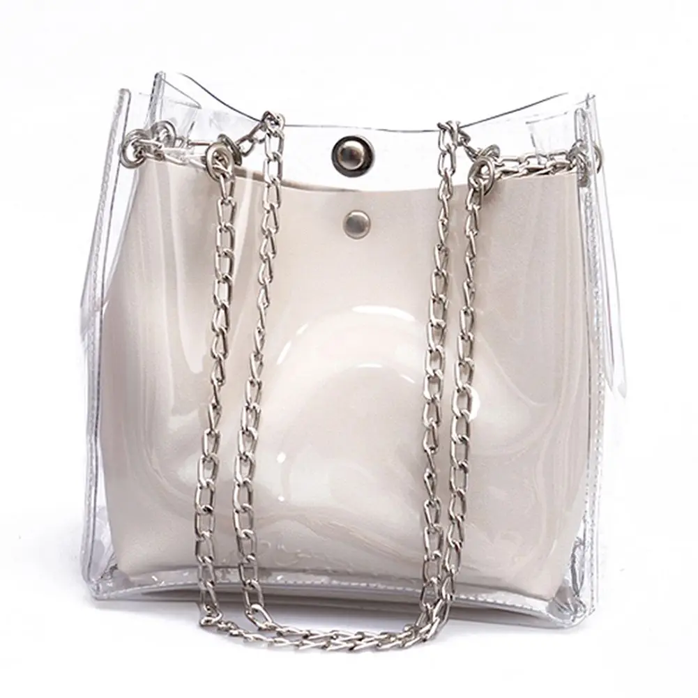 Women Small Bucket Bags Plastic Transparent Totes Composite Chain Bag Female Mini Jelly Handbags White
Women Small Bucket Bags Plastic Transparent Totes Composite Chain Bag Female Mini Jelly Handbags White