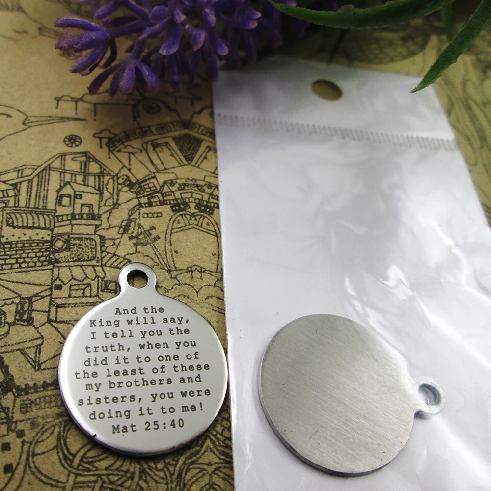 10pcs--"and the king will say, I tell you the truth..."stainless steel charms more style for choosing DIY Charms from Bible
10pcs--"and the king will say, I tell you the truth..."stainless steel charms more style for choosing DIY Charms from Bible
