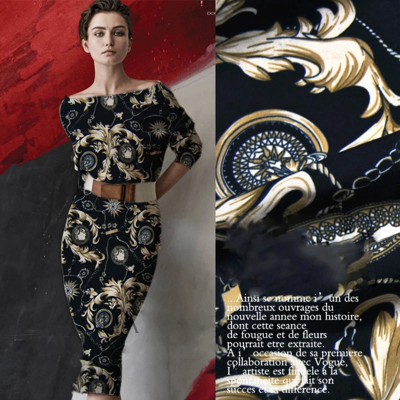 Roman Wind Wide Brand Gold Wire Cloth with Black Bottom Fashion Short Skirt Shirt Dress DIY Tailoring Fabric
Roman Wind Wide Brand Gold Wire Cloth with Black Bottom Fashion Short Skirt Shirt Dress DIY Tailoring Fabric