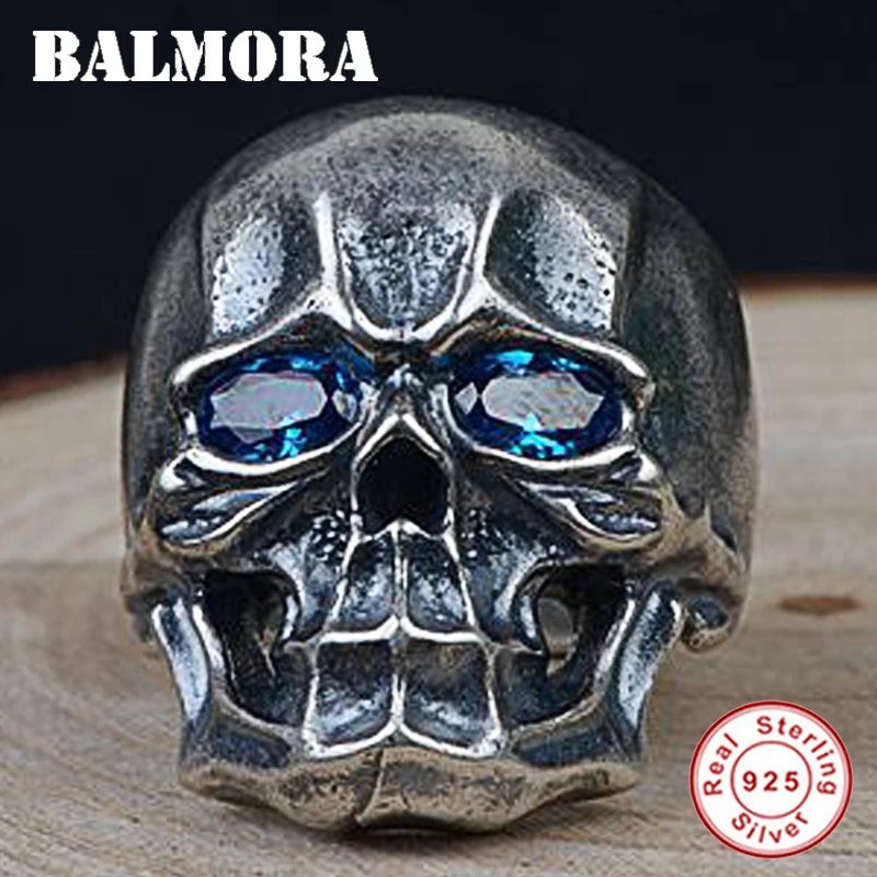 BALMORA Hot Solid 925 Sterling Silver Blue Zircon Skull Open Rings for Male Vintage Fashion Punk Ring Jewelry Anillos SY22450
BALMORA Hot Solid 925 Sterling Silver Blue Zircon Skull Open Rings for Male Vintage Fashion Punk Ring Jewelry Anillos SY22450