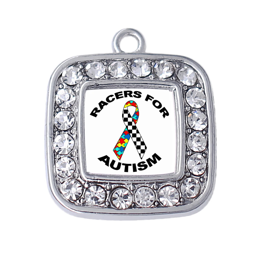 Survivor Inspire Jewelry Metal Crystal Racers Autism Ribbon Awareness Persona Charms Pendant | Украшения и аксессуары