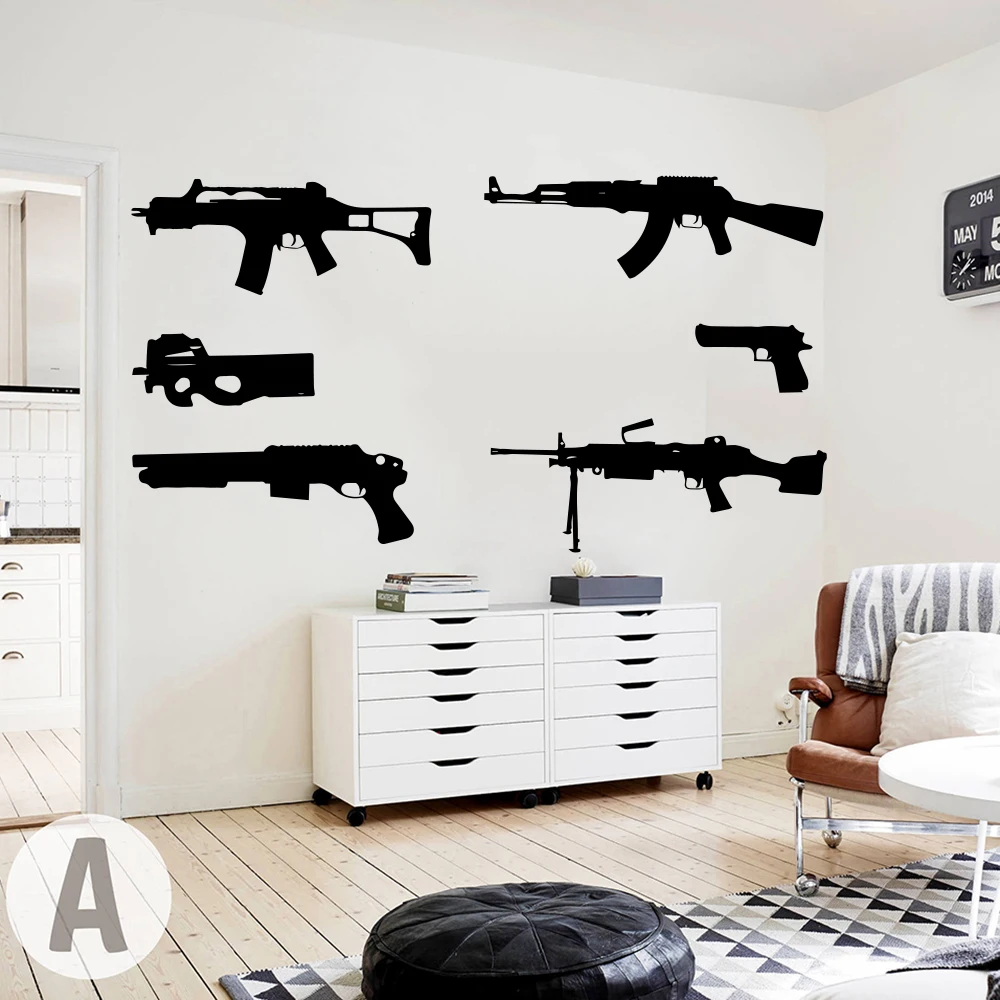 Set Of 6 Guns Wall Decal Kids Room Boy Room Ak 47 Weapon Army Solider Military Wall Sticker Bedroom Play Room Vinyl Home Decor
Set Of 6 Guns Wall Decal Kids Room Boy Room Ak 47 Weapon Army Solider Military Wall Sticker Bedroom Play Room Vinyl Home Decor