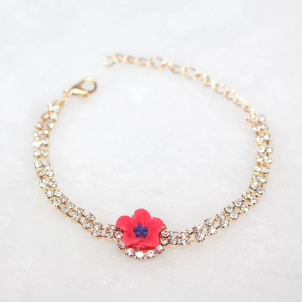 2019 Fashion 5 Colors Flower Charm Bracelets Shiny Rhinestone Gold Color Link Chain Bangle Bracelet Jewelry Gift for Women Girl
2019 Fashion 5 Colors Flower Charm Bracelets Shiny Rhinestone Gold Color Link Chain Bangle Bracelet Jewelry Gift for Women Girl