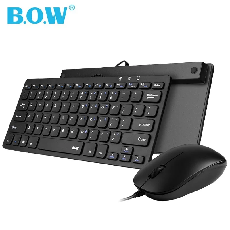 Компактная тонкая USB Проводная Бесшумная мультимедийная клавиатура BOW HY098
