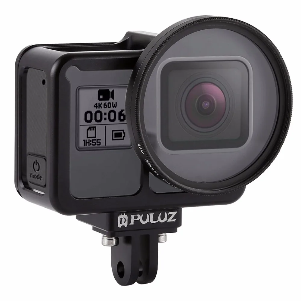 PULUZ Housing Shell CNC Aluminum Alloy Protective Cage with Insurance Frame & 52mm UV Lens for GoPro HERO7 Black /6 /5
PULUZ Housing Shell CNC Aluminum Alloy Protective Cage with Insurance Frame & 52mm UV Lens for GoPro HERO7 Black /6 /5