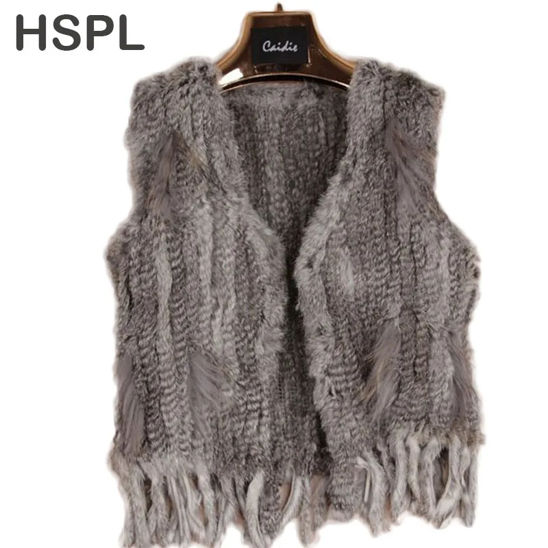 HSPL Europe Popular Genuine Rabbit Knitted Fur Gilet Women Sleeveless Fur vest with Tassel without Collar Vest Colete De Pele
HSPL Europe Popular Genuine Rabbit Knitted Fur Gilet Women Sleeveless Fur vest with Tassel without Collar Vest Colete De Pele
