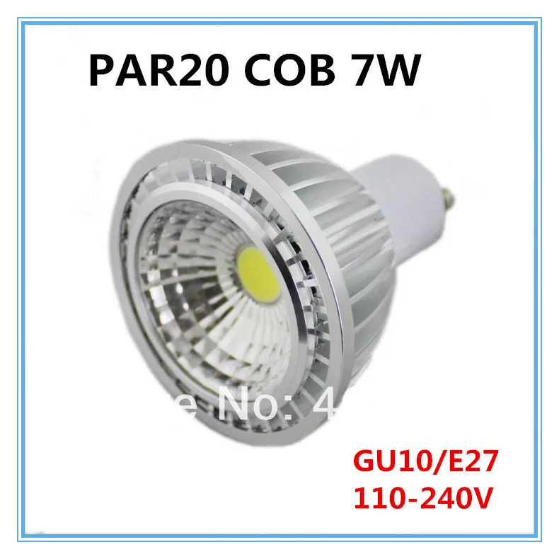 

Алюминиевый Светодиодный прожектор 110-240 в 7 Вт cob par20 e27 /gu10, чистый белый/теплый белый, 10 шт./лот