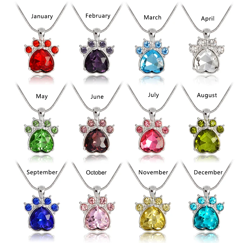 QIHE JEWELRY Simulated birthstone necklace Rhinestone paw foot print charm necklace birthstone jewelry gift
QIHE JEWELRY Simulated birthstone necklace Rhinestone paw foot print charm necklace birthstone jewelry gift