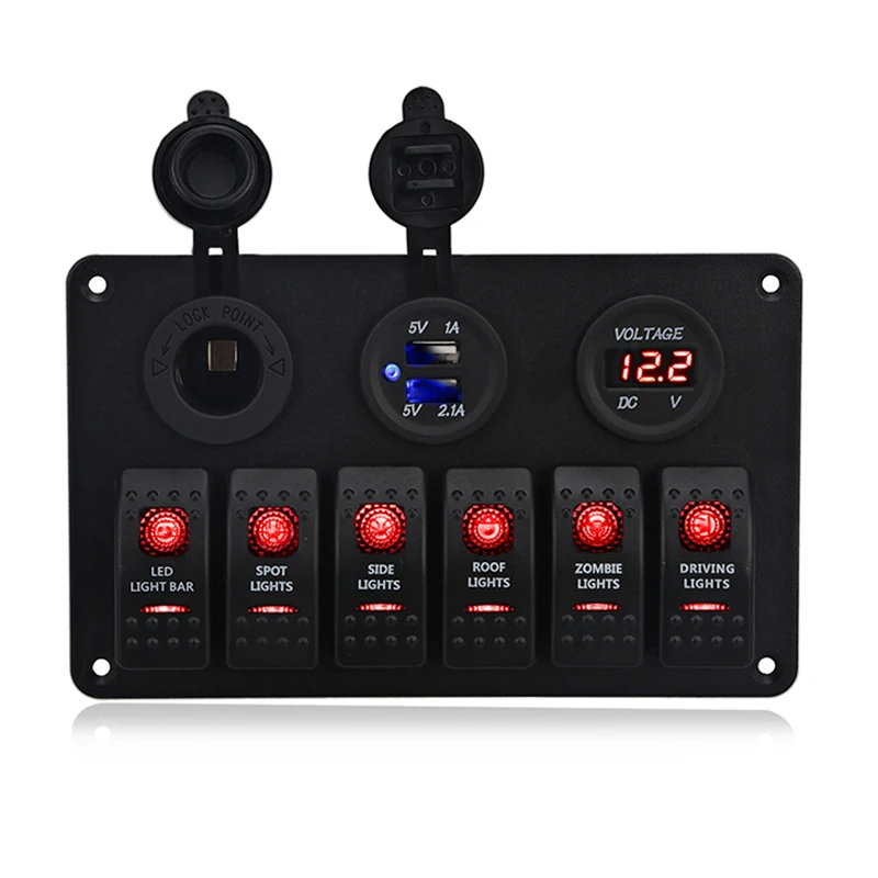 6 Gang Car Auto Boat Marine Switch Panel 12V Cigarette Lighter 5V 3.1A Dual Usb Car Charger Blue Red Led Rocker Switch Panel
6 Gang Car Auto Boat Marine Switch Panel 12V Cigarette Lighter 5V 3.1A Dual Usb Car Charger Blue Red Led Rocker Switch Panel