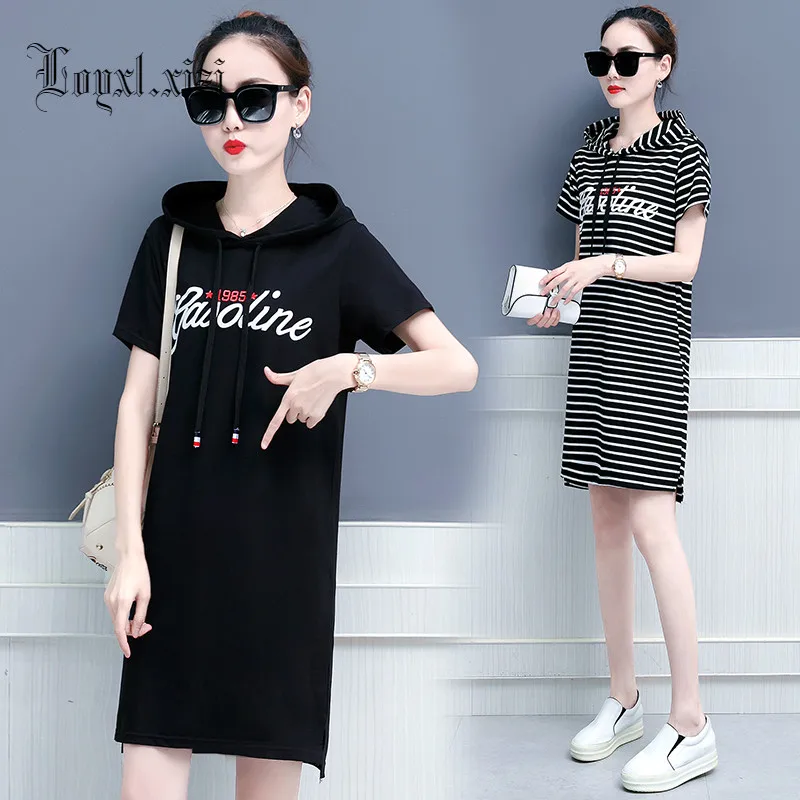 Large size women's fat younger short sleeve clothes summer new hooded loose cotton T-shirt women's medium and long hoodie LQ0099
Large size women's fat younger short sleeve clothes summer new hooded loose cotton T-shirt women's medium and long hoodie LQ0099
