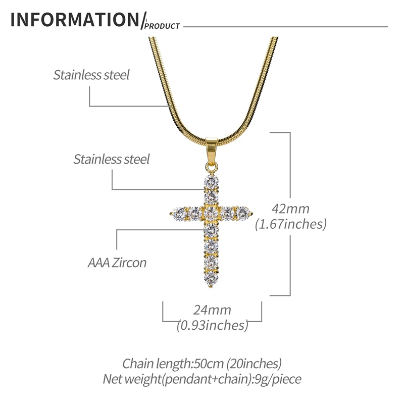 Cross Necklace Stainless Steel AAA Zircon Cross Necklace Pendant Men Iced CZ Pendants Necklace Chain Fashion Hip Hop Jewelry
Cross Necklace Stainless Steel AAA Zircon Cross Necklace Pendant Men Iced CZ Pendants Necklace Chain Fashion Hip Hop Jewelry