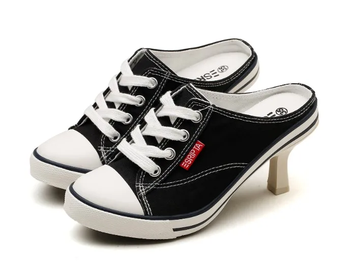 2019 Canvas Women Shoes Sexy High Heel 6CM Black Pointed Toe Platform Ladies Leather Sole Slippers Female Slip On Sandal Shoes
2019 Canvas Women Shoes Sexy High Heel 6CM Black Pointed Toe Platform Ladies Leather Sole Slippers Female Slip On Sandal Shoes