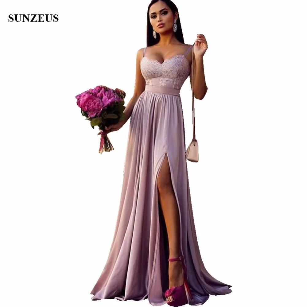 Sweetheart Spaghetti Straps Bridesmaid Dresses A-line Appliques Long Wedding Party Gowns With Side Slit BDS004
Sweetheart Spaghetti Straps Bridesmaid Dresses A-line Appliques Long Wedding Party Gowns With Side Slit BDS004