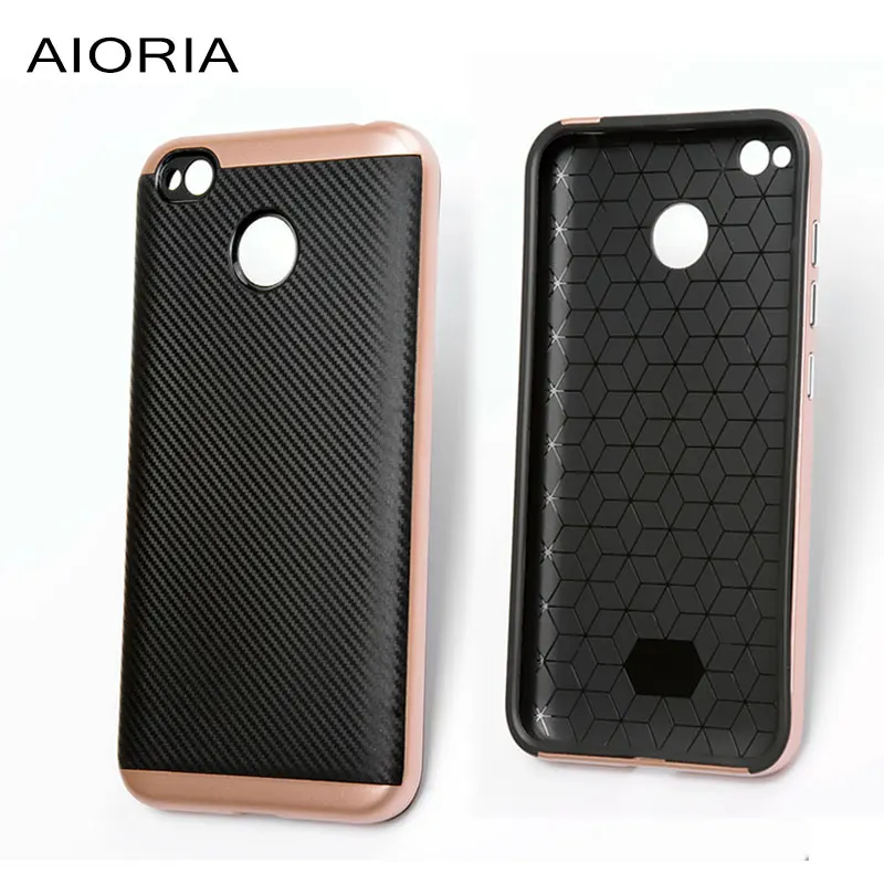 Фото Luxury Case for Xiaomi Redmi 4X silicone TPU with H PC material cover carbon fiber & metal button design - купить