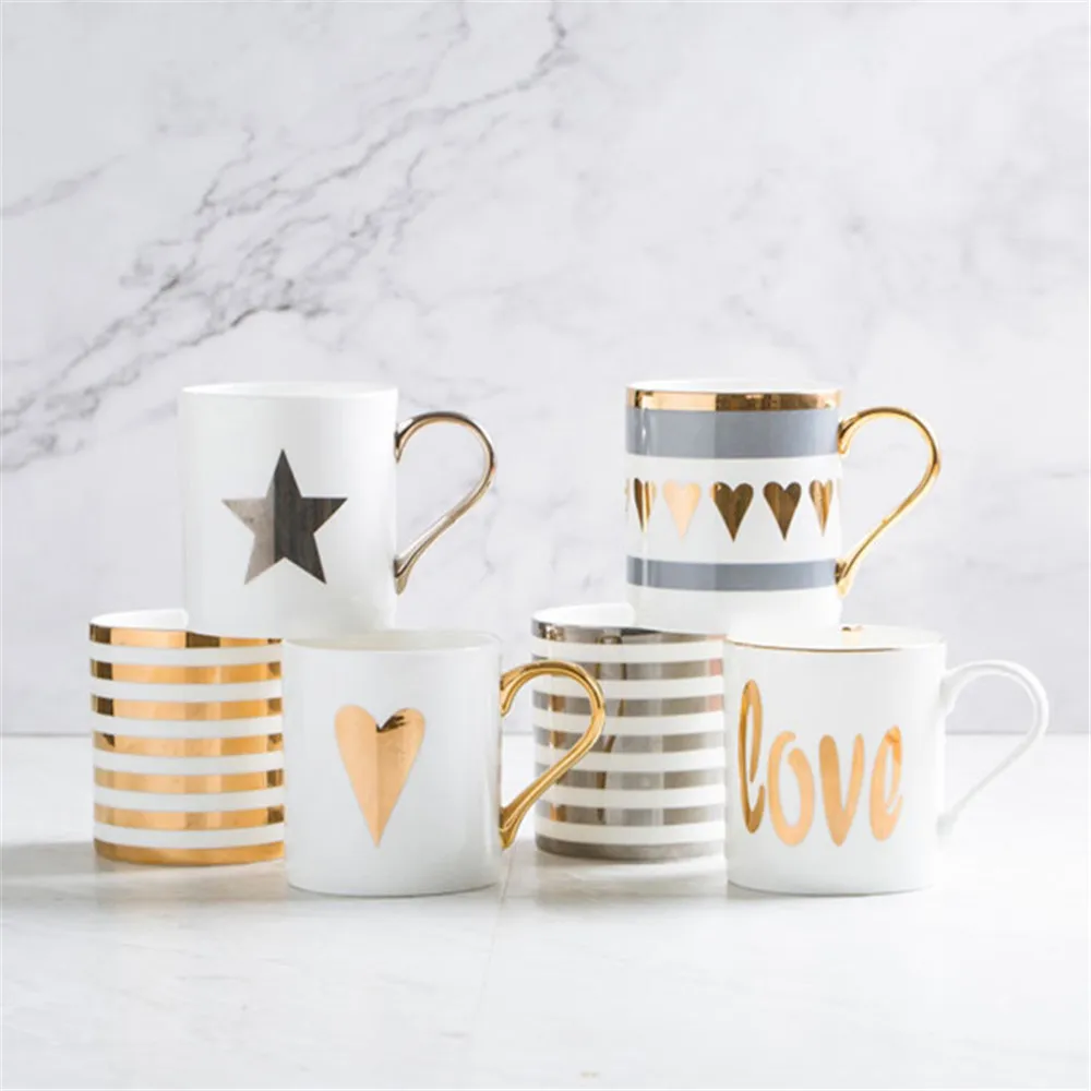 Creative Ceramic Milk Mug Love Star Stripe Pattern Gold Plating Handle Cup Office Household Coffee Milk Tea Mugs Home Decoration
Creative Ceramic Milk Mug Love Star Stripe Pattern Gold Plating Handle Cup Office Household Coffee Milk Tea Mugs Home Decoration