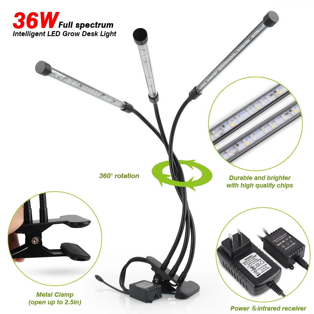 Led Grow light 36 LED full spectrum Hydroponic lighting Phyto Lamp Tube With Clip RGB Remote Control Led for plant Grow seedling
Led Grow light 36 LED full spectrum Hydroponic lighting Phyto Lamp Tube With Clip RGB Remote Control Led for plant Grow seedling
